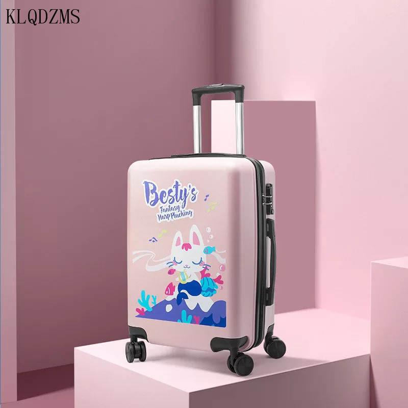 Изображение товара: KLQDZMS 20-дюймовый детский Дорожный чемодан, Детский чемодан на колесиках из АБС-пластика, мультяшный чемодан на колесиках