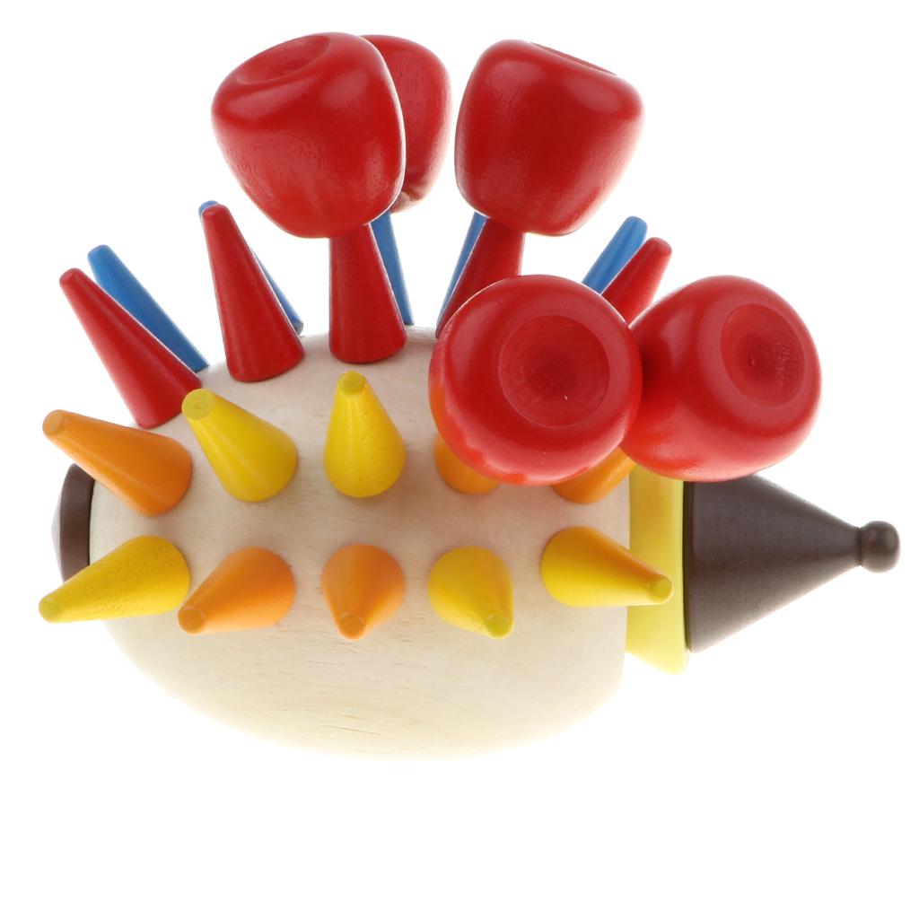 Изображение товара: Деревянные разноцветные игрушки-пазлы с рисунками ежиков, сборные Игрушки для раннего развития, разборные игрушки для мальчиков и девочек