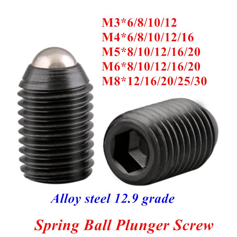 Изображение товара: 10 шт. M3 M4 M5 M6 M8 Шестигранная розетка шар-Пружина Винт с плунжером сплав сталь 12,9 класс бусы волна позиционирование шариков плотные винты