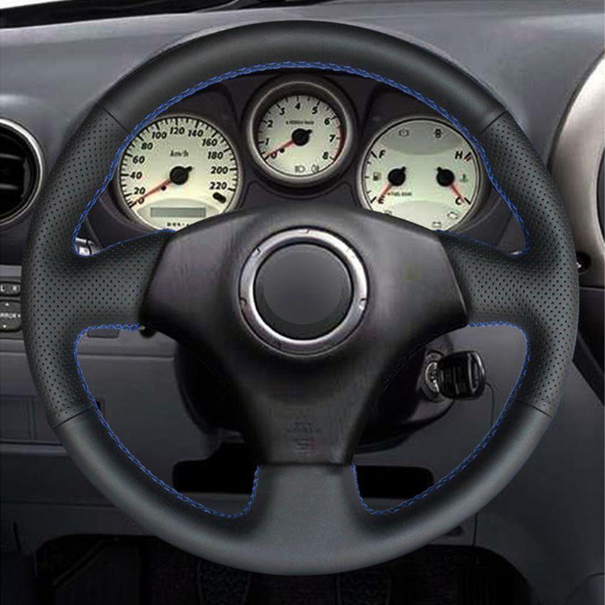 Изображение товара: Сшитая вручную кожа черного цвета для Toyota RAV4 Чехлы рулевого колеса автомобиля-1998, Celica 2003-1998, Corolla (США) 2005, 2003