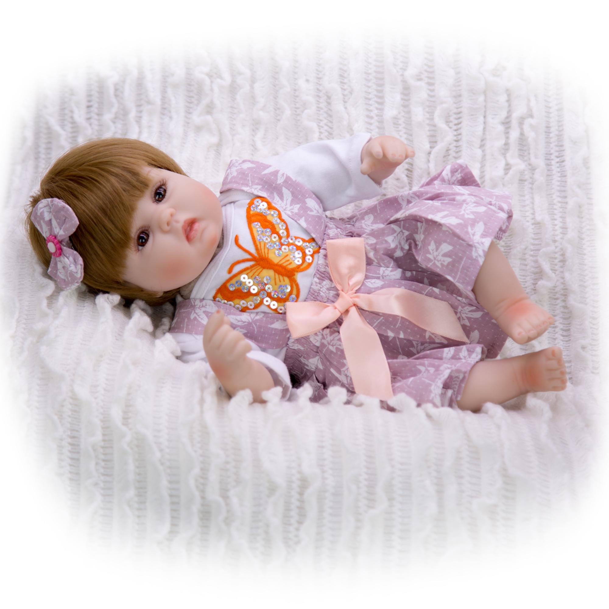 Изображение товара: KEIUMI Reborn Девочка Кукла 17 дюймов горячая Распродажа Reborn Menima тканевое тело Baby Reborn кукла для детей подарок на день ребенка