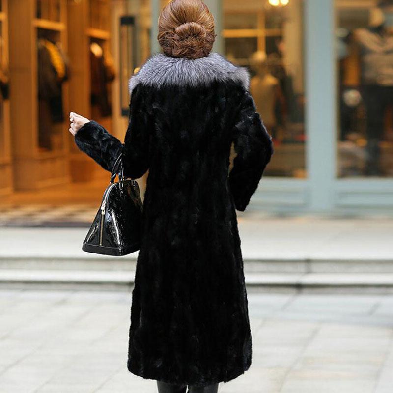 Изображение товара: Пальто из искусственного меха 6XL, зимнее пальто средней длины из меха норки, Модный благородный Тренч из лисьего меха с большим воротником, Женское пальто C105