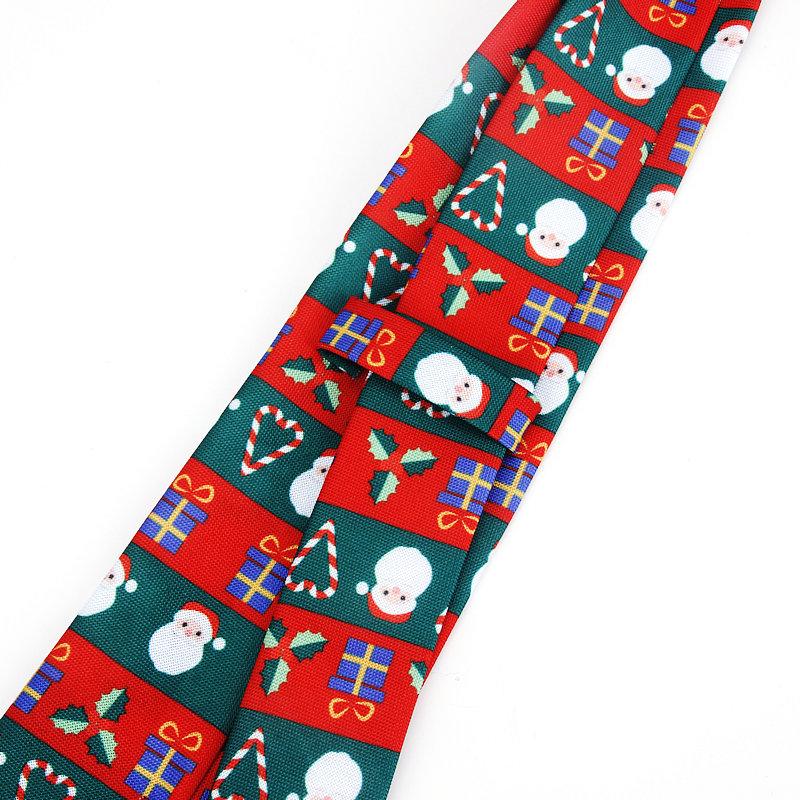 Изображение товара: Новый новогодний галстук, 2019 новый красный галстук из полиэстера с принтом Санта-Клауса, Рождественская елка, рождественский подарок, 12 цветов