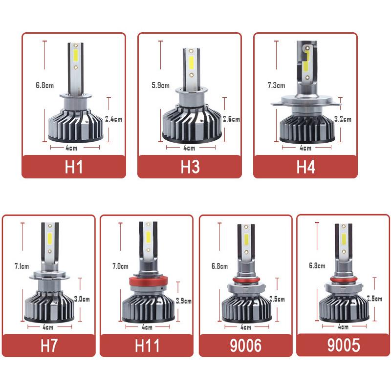 Изображение товара: Светодиодный ные лампы для фар 9005 9006 H1 H7 светодиодный H11 LED H4 светодиодный Car Headlight 60W 7200LM 6500K сверхвысокий прожектор