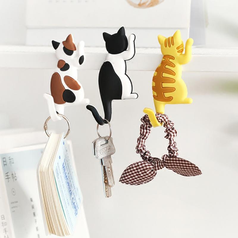 Изображение товара: Скандинавская искусственная кошка, искусственные крючки, держатель для ключей, настенный Декор для дома, наклейка на холодильник, подвесной крючок