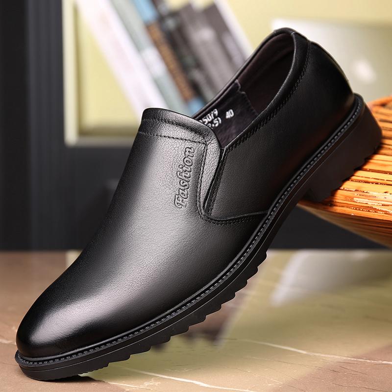Изображение товара: Качественные кожаные оксфорды; Мужские дышащие Свадебные черные туфли без застежки; Мужские официальные офисные туфли с острым носком; 25079
