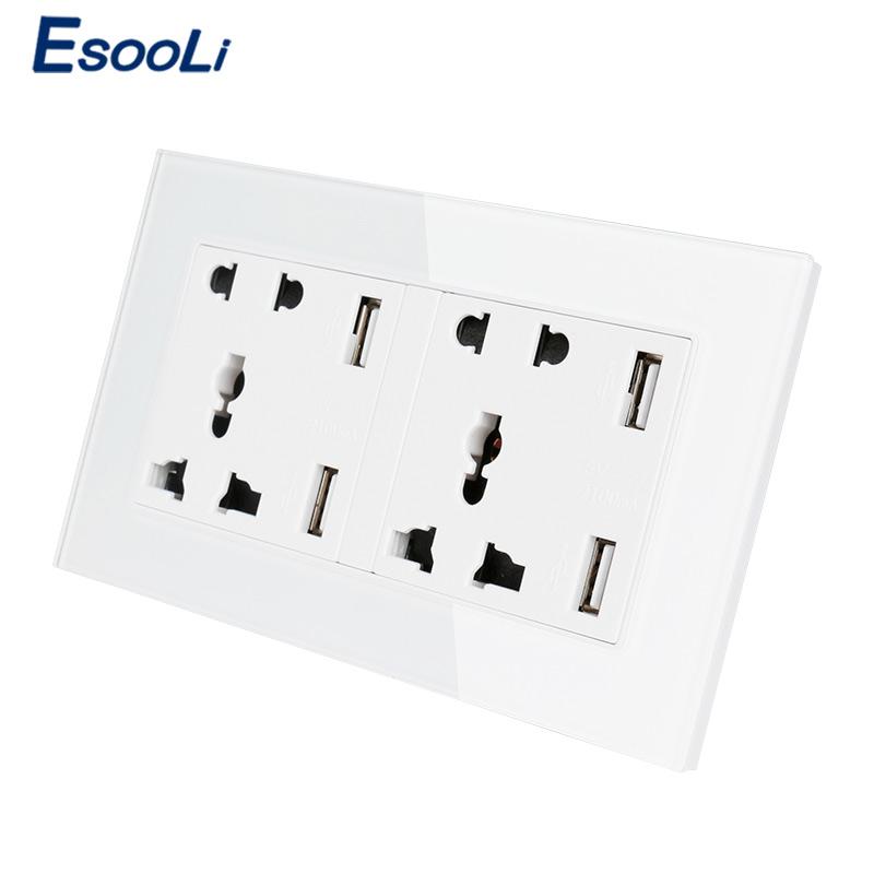 Изображение товара: Розетка стеновая Esooli универсальная с 5 отверстиями и 4 USB-портами