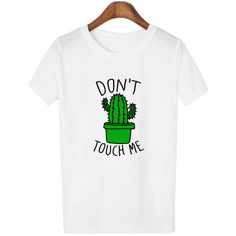 Изображение товара: Женская футболка с коротким рукавом, белая футболка с изображением кактуса в стиле Харадзюку, лето 2019