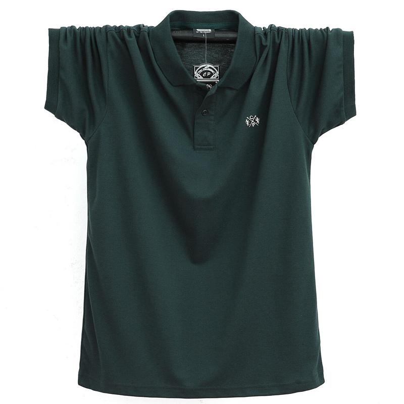 Изображение товара: 2019 мужская летняя рубашка, короткая рубашка-поло, мужская повседневная хлопковая рубашка с вышивкой, мужская деловая рубашка 6XL поло с воротником-стойка, размера плюс