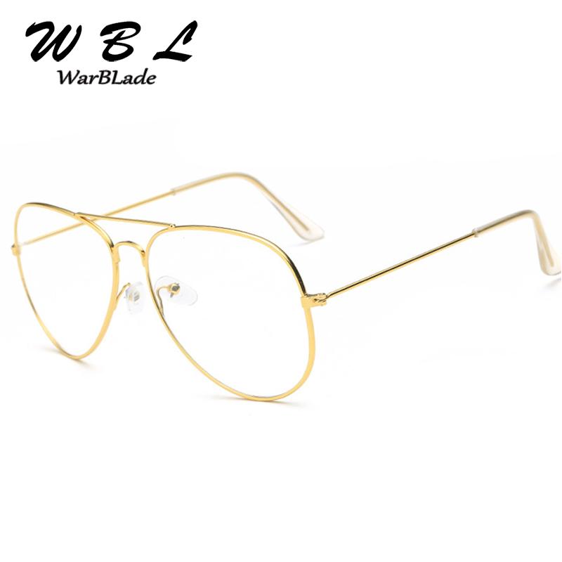 Изображение товара: Винтажные Роскошные оправы для очков для чтения WarBLade, брендовые прозрачные линзы, оправа для очков, женские оверсайз Золотые очки, мужские очки-авиаторы