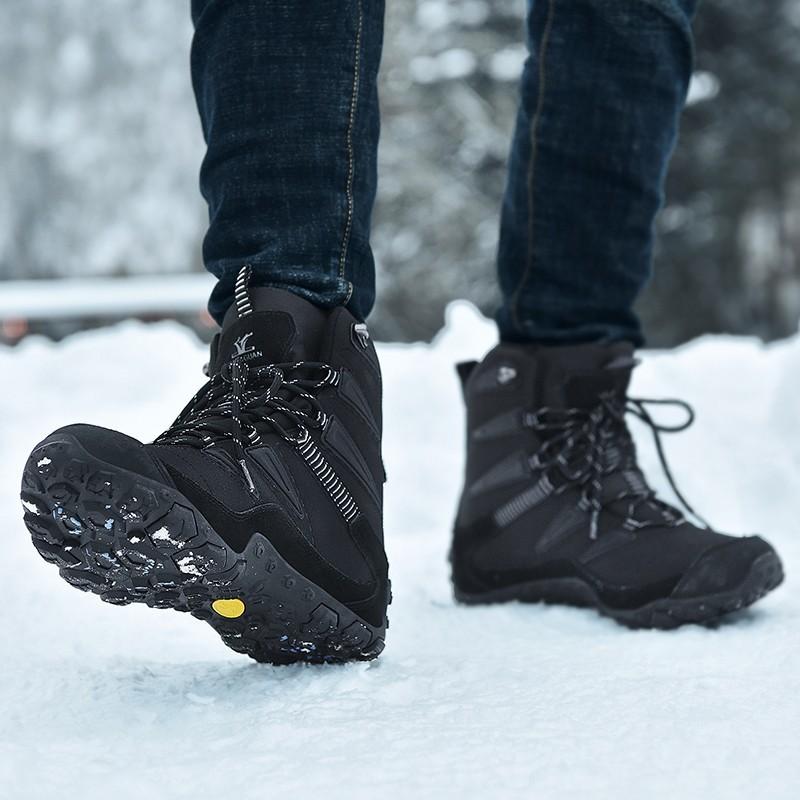 Изображение товара: Зимние мужские и женские флисовые теплые ботинки для рыбалки уличные лыжные походные водонепроницаемые Нескользящие высокие ботинки для охоты тактические ботинки кроссовки