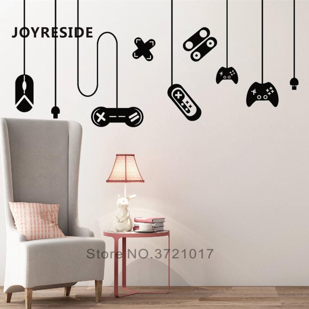 Изображение товара: Игровой набор, геймерская комната, Виниловая наклейка на стену, настенные наклейки для дома, специальное украшение, наклейка для мальчиков, стена спальни, игры, художественный дизайн, наклейки M375