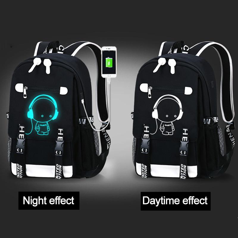 Изображение товара: Школьный ранец для мальчиков-подростков, детский Светящийся рюкзак с USB-зарядкой и защитой от кражи для учеников