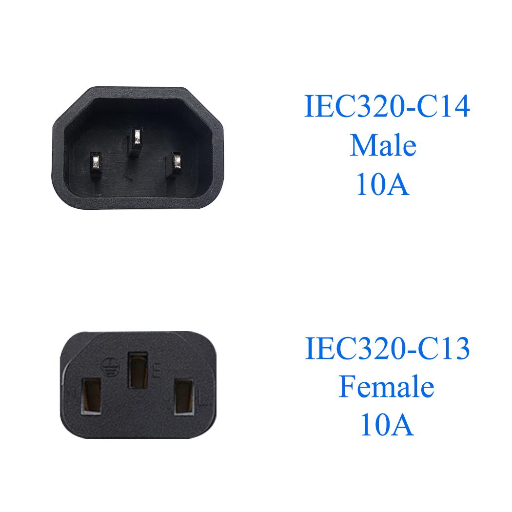 Изображение товара: Jorinдо 0,3 м/1 фут IEC320 C14 к C13 шнур питания, гнездо IEC C13 к C14 штекеру, для блок распределения питания ПК компьютера