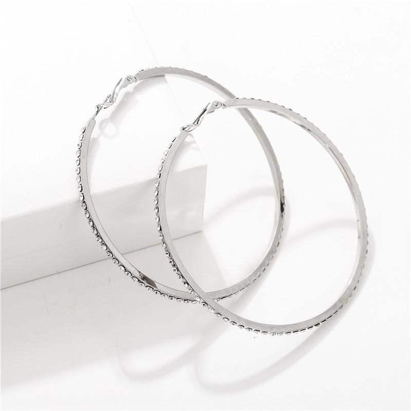 Изображение товара: Новые большие серьги-кольца с кристаллами, большие классические круглые серьги разразы, ювелирные изделия для женщин, модные серьги для вечеринок