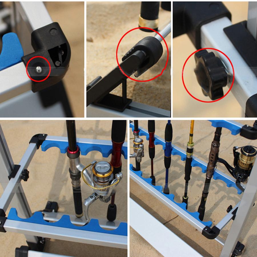 Изображение товара: Держатель для удочек из 24 алюминиевого сплава, портативный держатель для удочек из алюминиевого сплава, подставка для дисплея, органайзер для инструментов для хранения