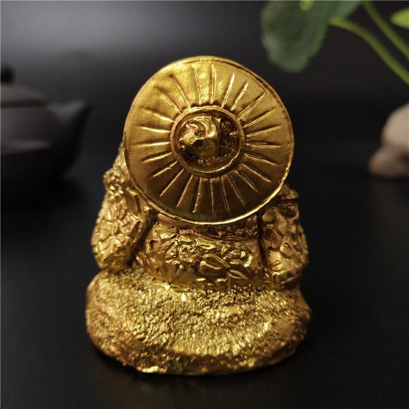 Изображение товара: Золотая китайская статуя Будды со смехом, украшения фэн-шуй, статуэтки для денег, украшение для дома и сада