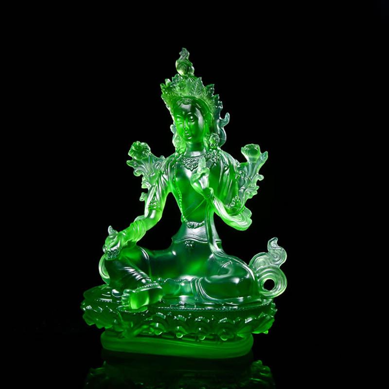 Изображение товара: Тибетские поставщики, 21 см, безопасная Зеленая Тара тантрическая скульптура, эффективная домашняя декоративная статуя Bodhisattva