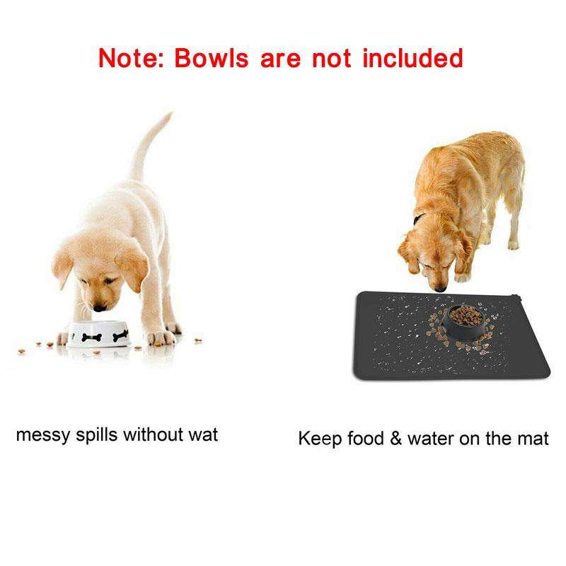 Изображение товара: Силиконовый водонепроницаемый коврик для собак, кошек, однотонный коврик для корма, миска для домашних животных, коврик для кормления собак, легко стирается