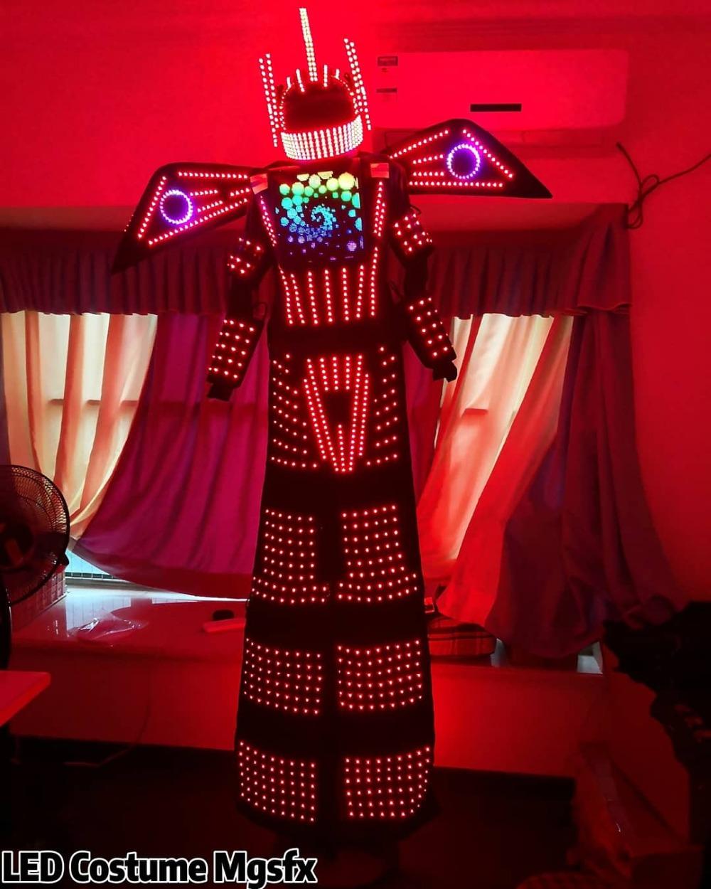 Изображение товара: 2019 ходунки костюм робота из светодиодов, светодиодный светильник костюм со светодиодный экраном, светодиодный танцевальный костюм для ночного клуба вечерние выступления DJ шоу