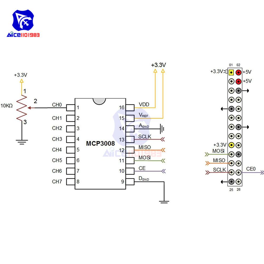 Изображение товара: 1 шт., Встроенная микросхема MCP3008, 8 каналов, 10 бит