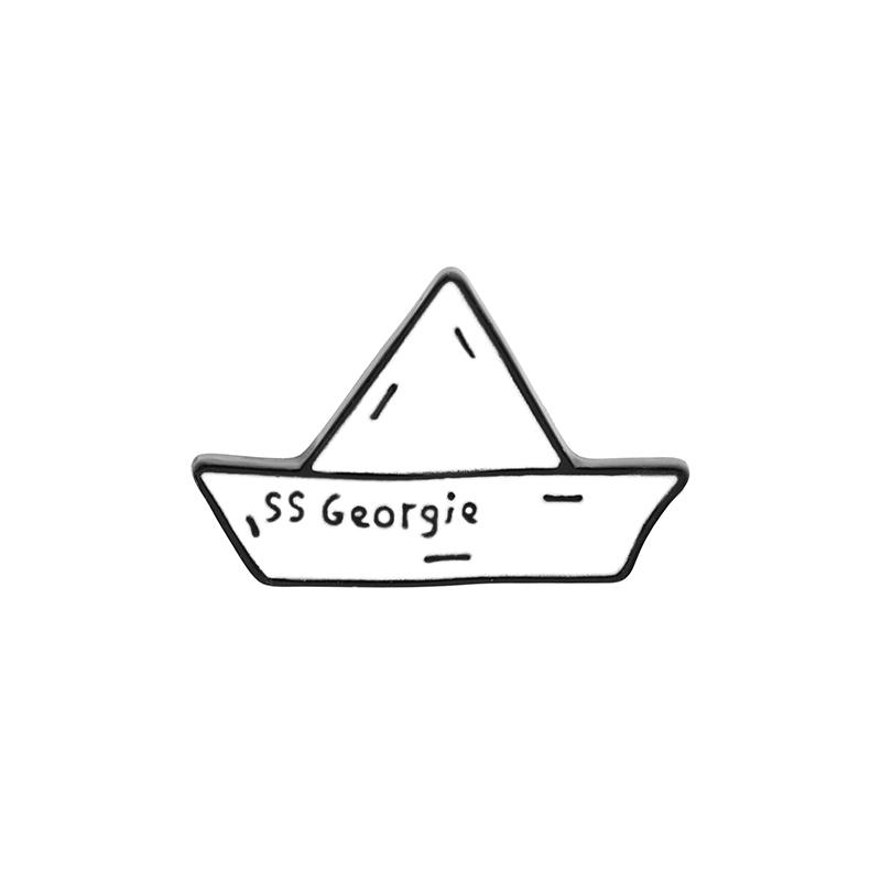 Изображение товара: Эмалированный значок SS Georgia с бумажной лодкой, мультяшная брошь в стиле Стивена Кинга, оригами, бумажная брошь для лодки, значок на лацкан в ковбойском стиле