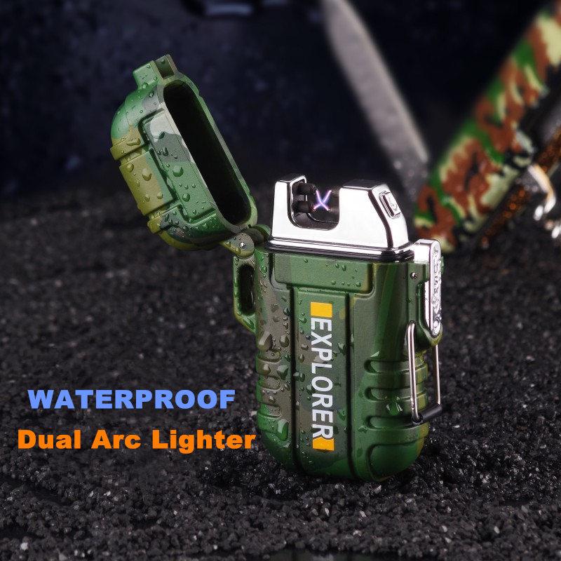 Изображение товара: Прикуриватель EDC Dual Arc электронная USB Зажигалка, крепкий ремешок, водонепроницаемая зажигалка с защитной пряжкой, розыгрыш, розыгрыши