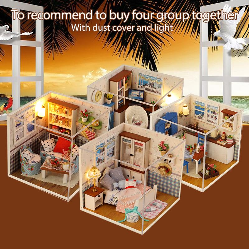 Изображение товара: Миниатюрный Кукольный 3d-дом, деревянный дом «сделай сам», миниатюрная модель, миниатюрный кукольный домик, миниатюрная мебель, подарок для детей на день рождения