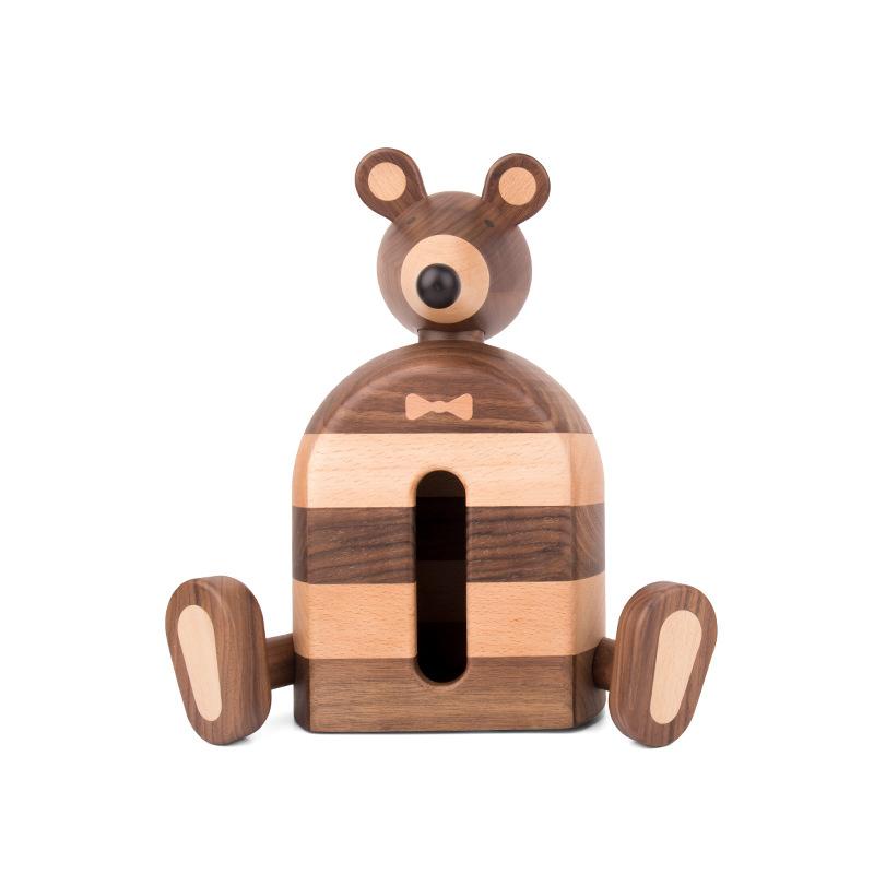 Изображение товара: Милая мультяшная мышь, деревянная коробка для салфеток, орех и бук, подходящее дерево, украшение для гостиной, подарок