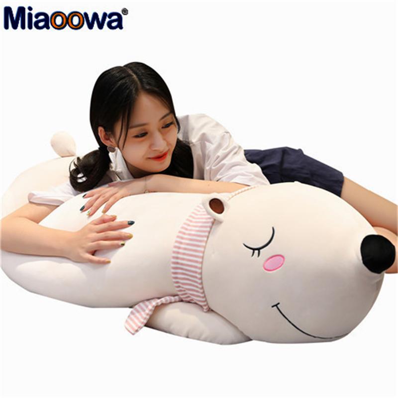 Изображение товара: 1 шт., 70-90 см, мультяшный полярный медведь, искусственная набивка, хлопковое животное, плюшевые игрушки для детей, кавайная кукла для детей, Подарочная подушка