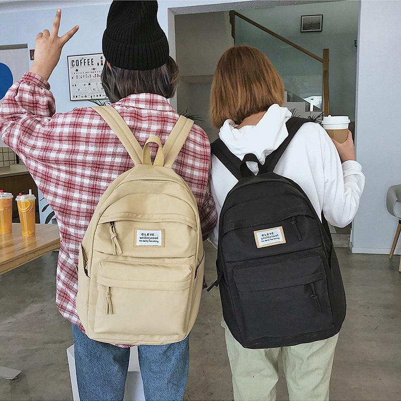 Изображение товара: Простой Школьный ранец в стиле Харадзюку, натуральный дорожный холщовый рюкзак для ноутбука для девочек-подростков, вместительная Повседневная сумка на плечо