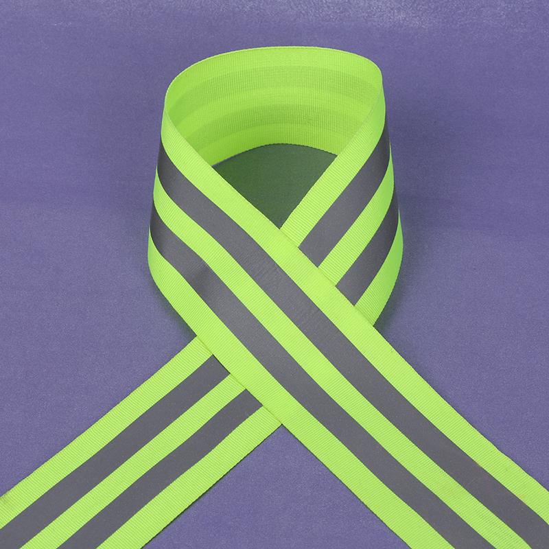 Изображение товара: Двухполосная флуоресцентная Светоотражающая тканевая лента шириной 100 м, 5 х1 см, отражающая лента для шитья