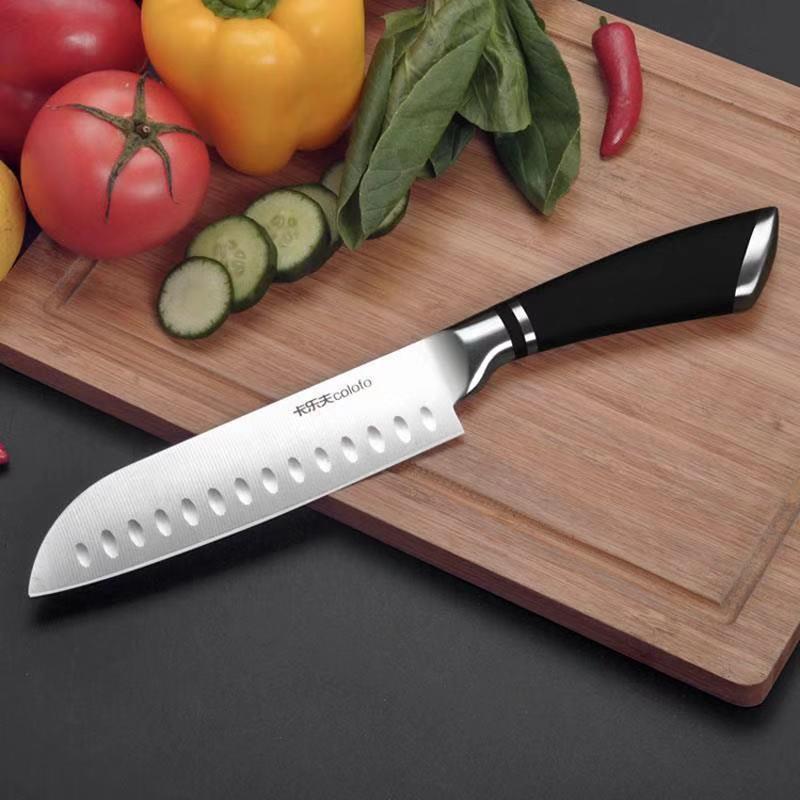 Изображение товара: Liang Da новый 7-дюймовый нож из нержавеющей стали новый дизайн ABS + ручка из нержавеющей стали кухонный нож сантоку острый японский шеф-нож