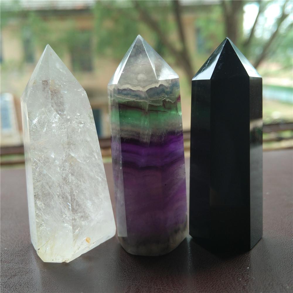Изображение товара: 3 шт., кварцевые кристаллические палочки из натурального флюорита