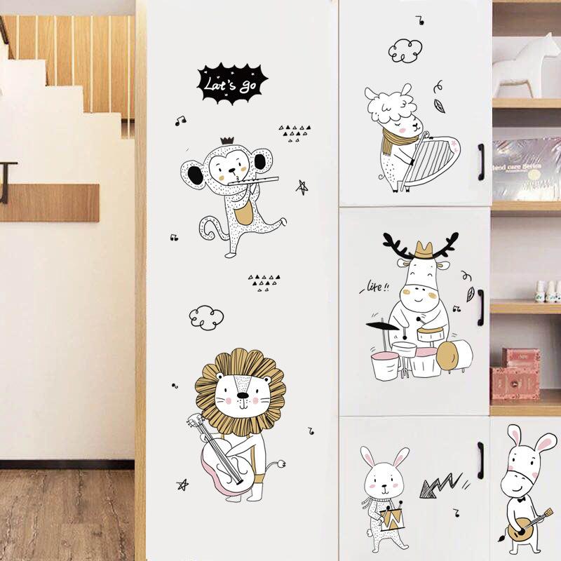 Изображение товара: Забавные мультяшные животные детские комнаты декор для шкафа лев кролик обезьяна искусство домашний декор детские подарки