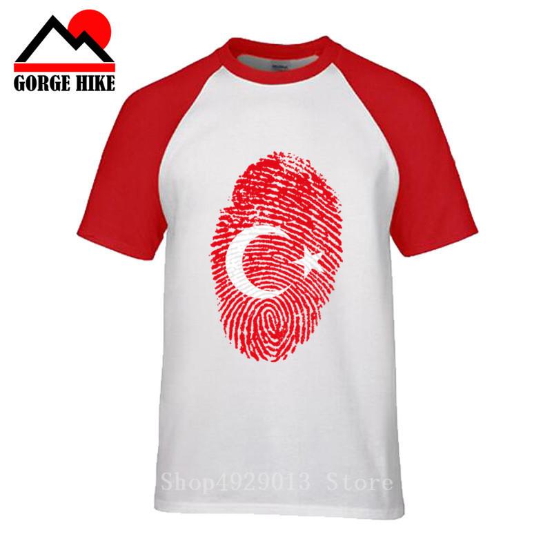 Изображение товара: Футболка с принтом турецкого отпечатка пальца, хлопковая летняя Романтичная футболка с коротким рукавом и забавными турецкими флажками, Мужская футболка