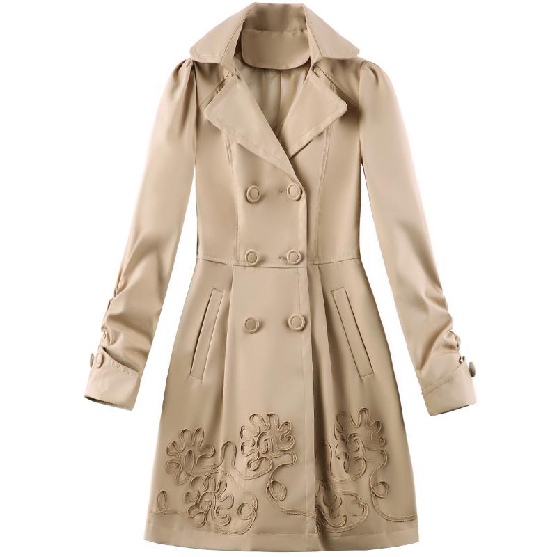 Изображение товара: Новая ветровка весна-осень, женское длинное повседневное пальто с вышивкой, женское корейское пальто с длинным рукавом, модель F790