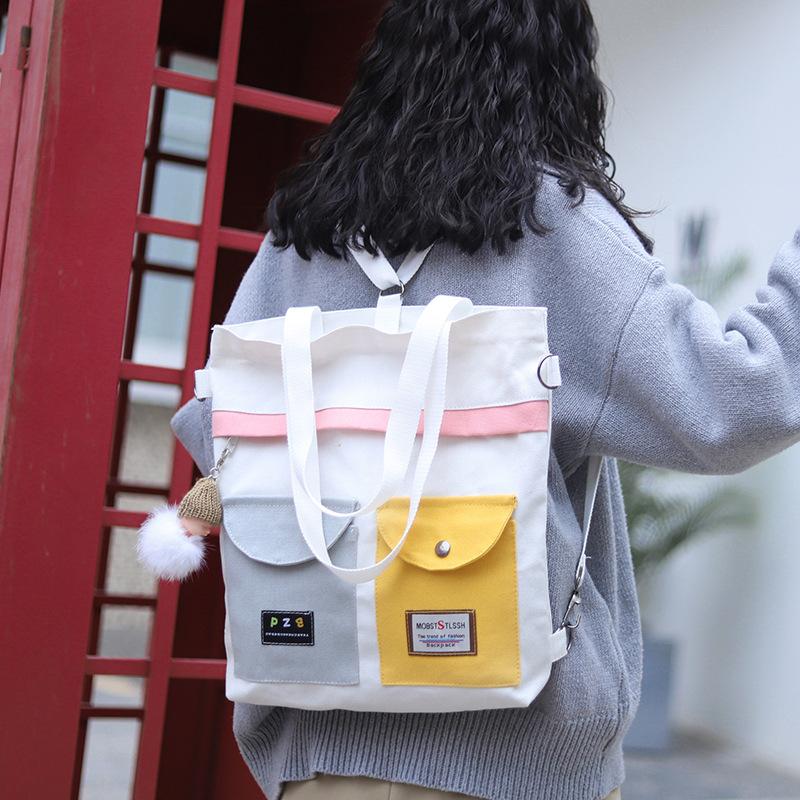 Изображение товара: Многофункциональная Холщовая Сумка-тоут для женщин, Повседневная Складная дамская сумочка на плечо, пляжный ранец для покупок