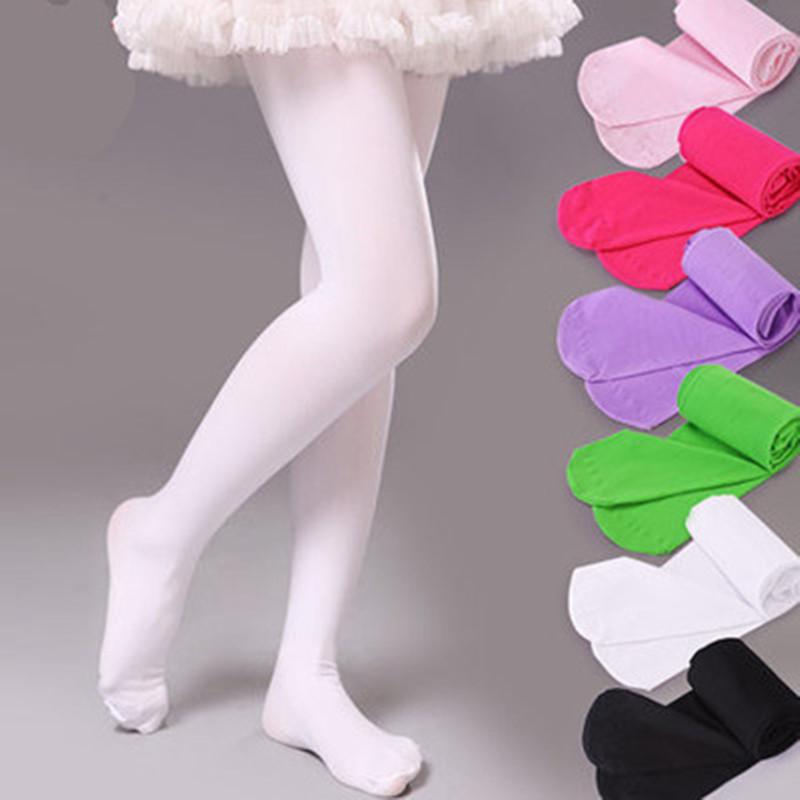 Изображение товара: Женские весенние Разноцветные детские колготки, балетные колготки для девочек, бархатные однотонные белые