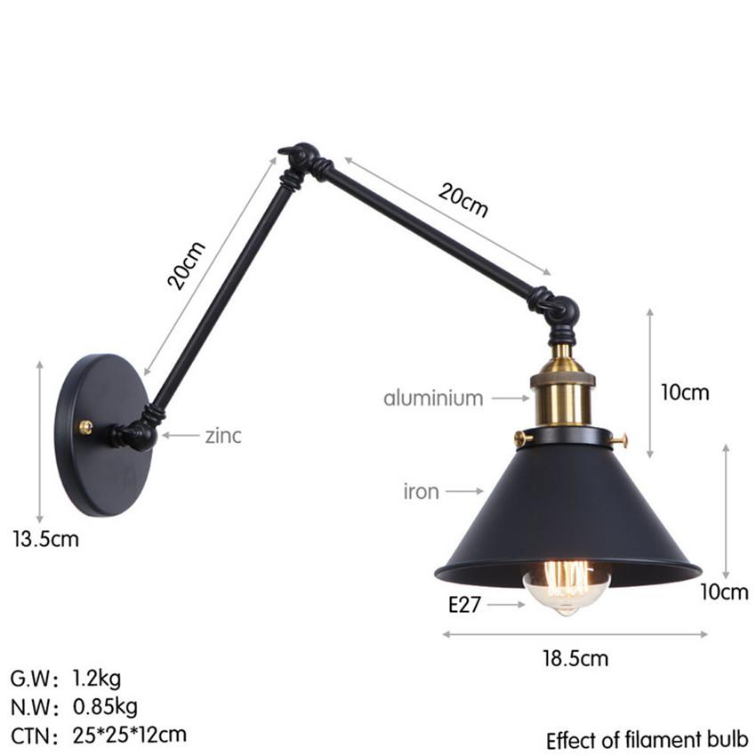 Изображение товара: Винтажный регулируемый настенный светильник Эдисона в стиле лофта, светодиодный настенный светильник с длинными рукавами, Декор для дома