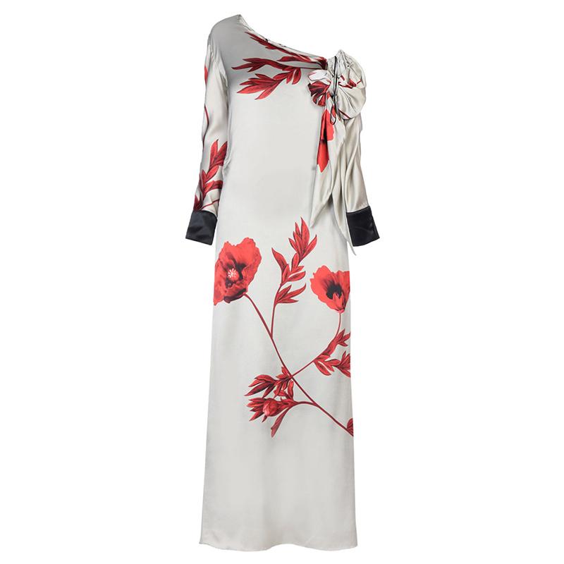 Изображение товара: Женское винтажное платье макси с цветочным принтом, длинным рукавом и вырезом-лодочкой