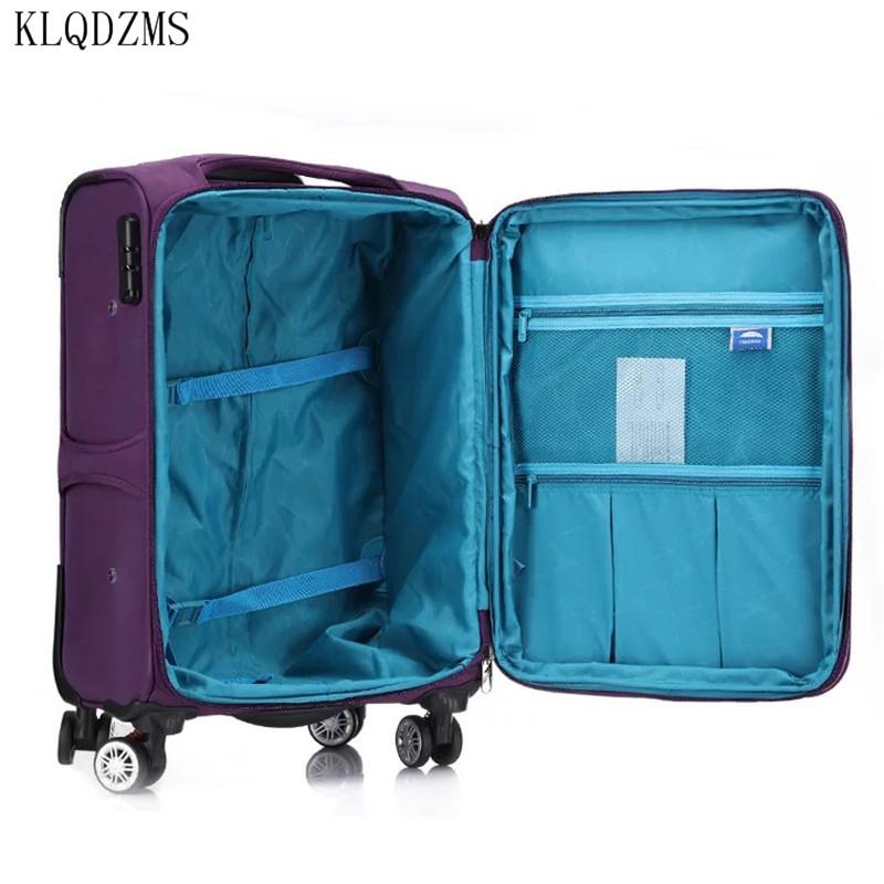 Изображение товара: Дорожный чемодан KLQDZMS 20/24/28 дюймов, Дорожный чемодан Оксфорд-Спиннер, мужской и женский чемодан на колесиках