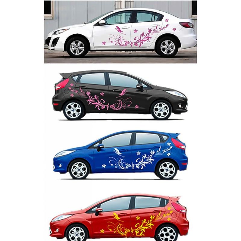 Изображение товара: 1 пара автомобильных наклеек, стильные наклейки, цветок, бабочка, универсальные автомобильные модифицированные наклейки, виниловые наклейки, декоративная пленка, наклейка на весь корпус