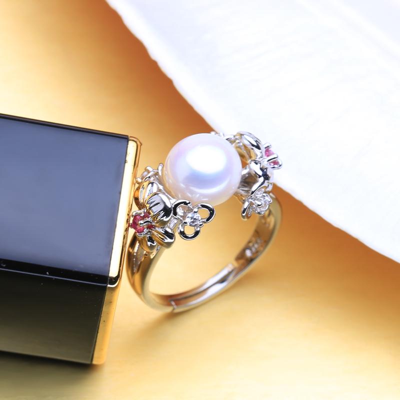 Изображение товара: FENASY 8-9 мм жемчужные ювелирные кольца с натуральным пресноводным жемчугом для любви богемные 925 пробы серебряные розовые камни Кольцо подарок для женщин