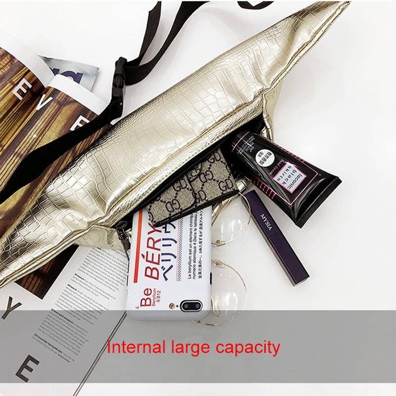 Изображение товара: Поясная сумка с крокодиловым узором, сумка-банан, чистый цвет, поясная сумка, Женская поясная сумка, водонепроницаемая сумка из искусственной кожи, сумка-почтальонка Милая упаковка