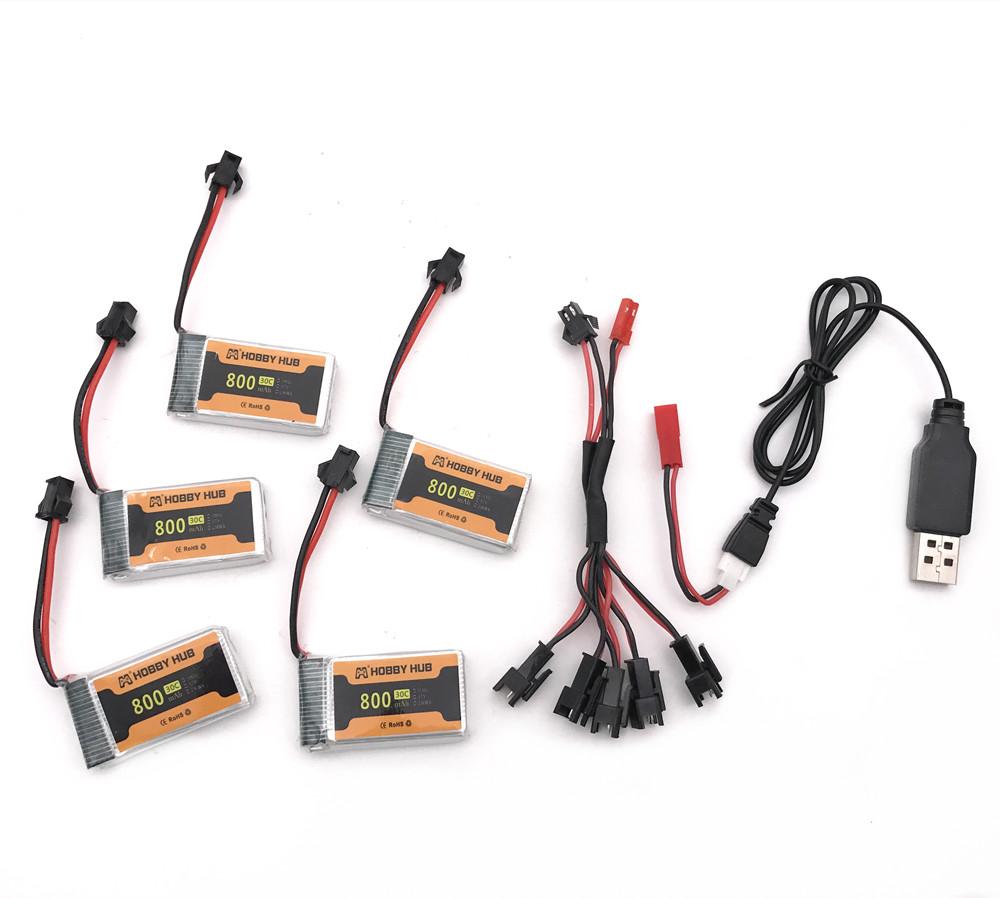 Изображение товара: Hubby хаб Аккумуляторный литий-ионный аккумулятор 3,7 В 800 мАч 30C 902540 с разъемом SM и зарядным устройством для радиоуправляемого квадрокоптера, дрона, запасная часть 3,7 В 902540