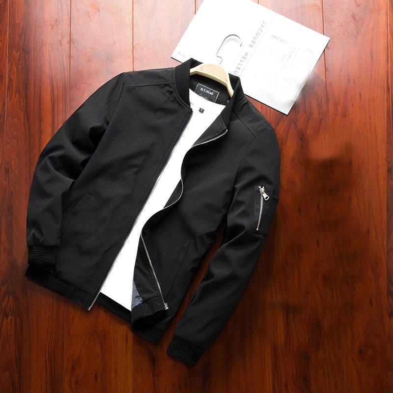 Изображение товара: Мужская приталенная куртка-бомбер, черная авиационная куртка-бомбер в уличном стиле, осень 2020