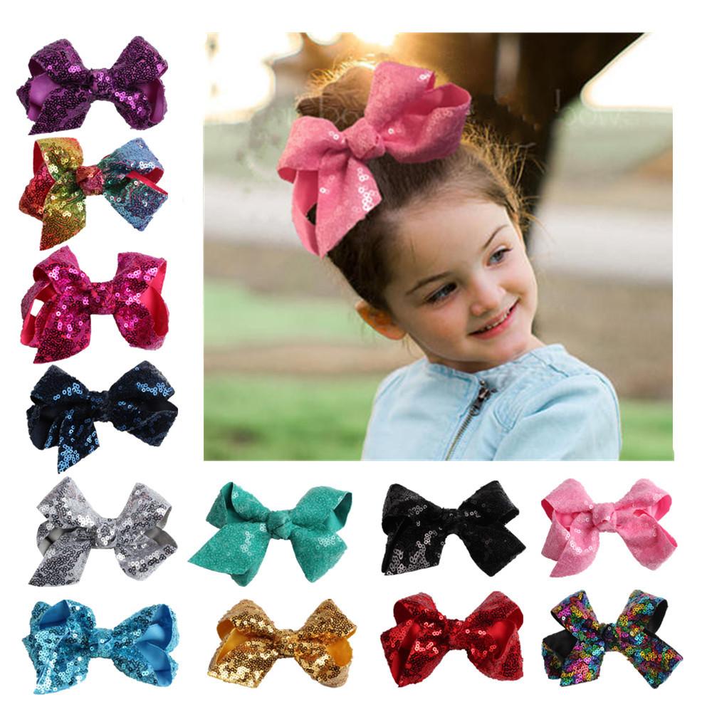 Изображение товара: Sequin Rainbow Bow With Hair Clip For Girls Kids Handmade Boutique Knot Jumbo Hair Bow Hairgrips Hair Accessories