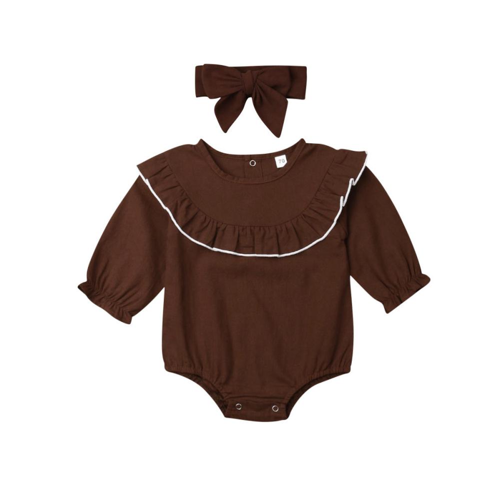 Изображение товара: 2019 осенняя одежда для новорожденных девочек цельные боди с длинными рукавами, повязка на голову, комплект из 2 предметов
