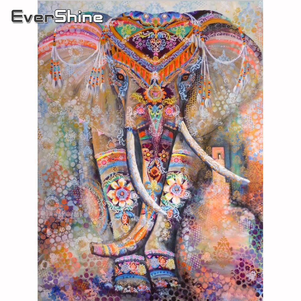 Изображение товара: Evershine 5D алмазная вышивка бисером слон Бриллиантовая мозаичная фигурка животного полный набор Алмазная картина кристалл Вышивка крестом Комплект для дома